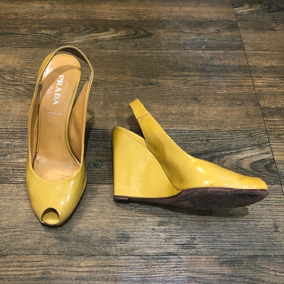 Prada Yellow Wedge Shoes - Picture 7 of 9